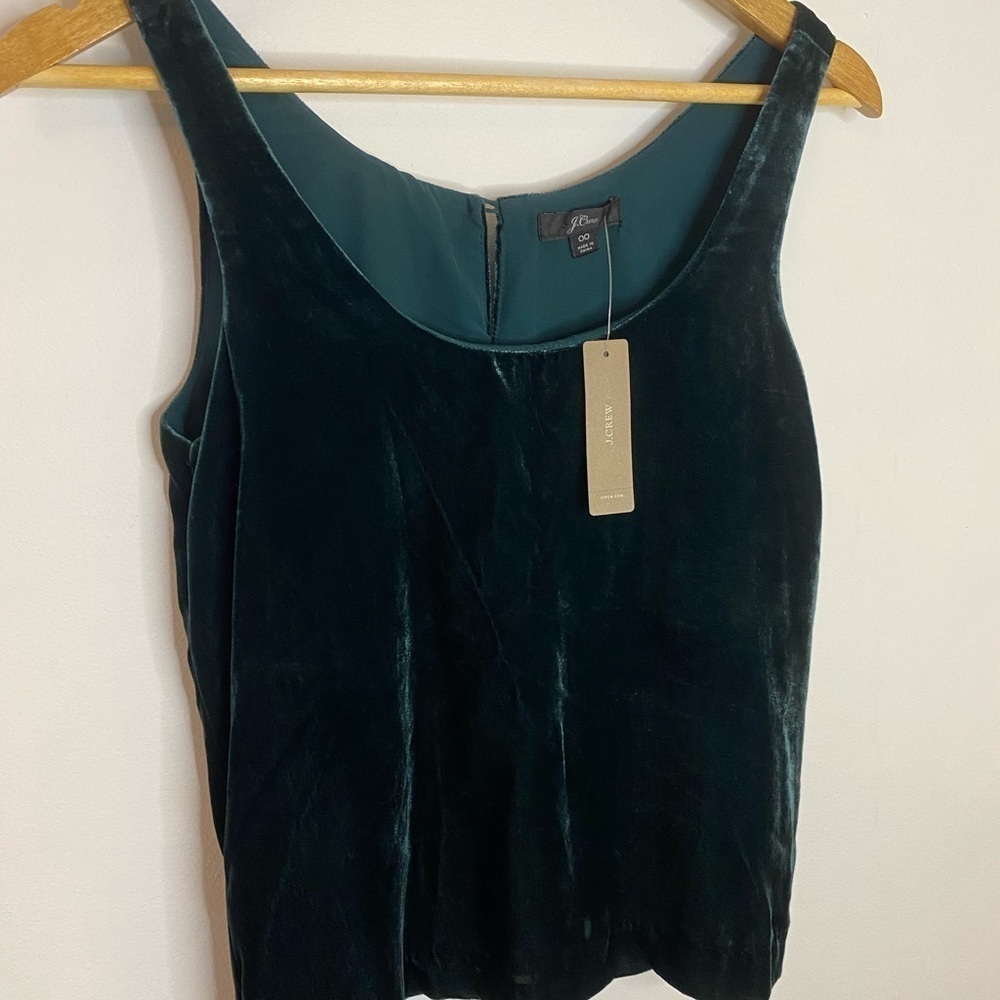 Emerald Green Velvet Holiday Tank J. Crew NWT - Picture 4 of 5